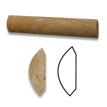Gold (Yellow) Travertine 1X6 Quarter-Round Trim Molding, Honed