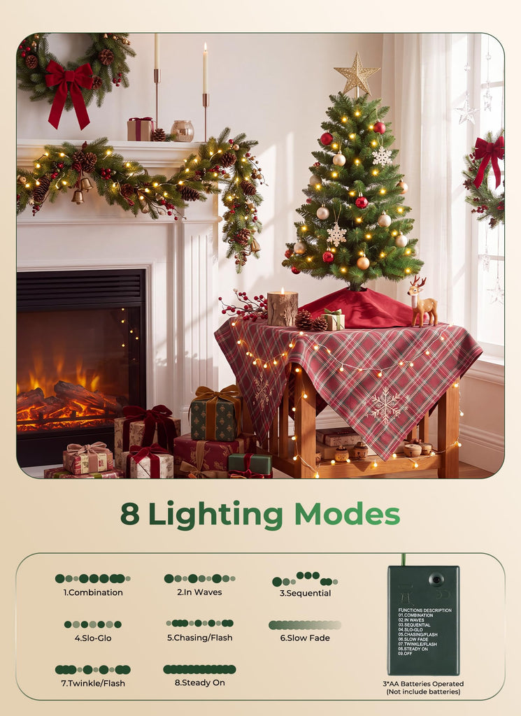 3FT Artificial Small Christmas Tree, Prelit Mini Tabletop Tree - Green