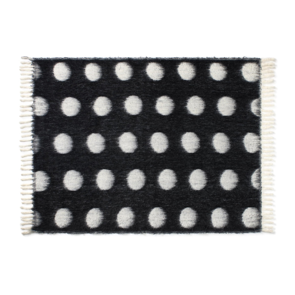 Dots Throw, 50" x 70", Mohair Blend Decorative Throw for Couch, Bed, Sofa, Brushed Dots Design with Fringe, Home