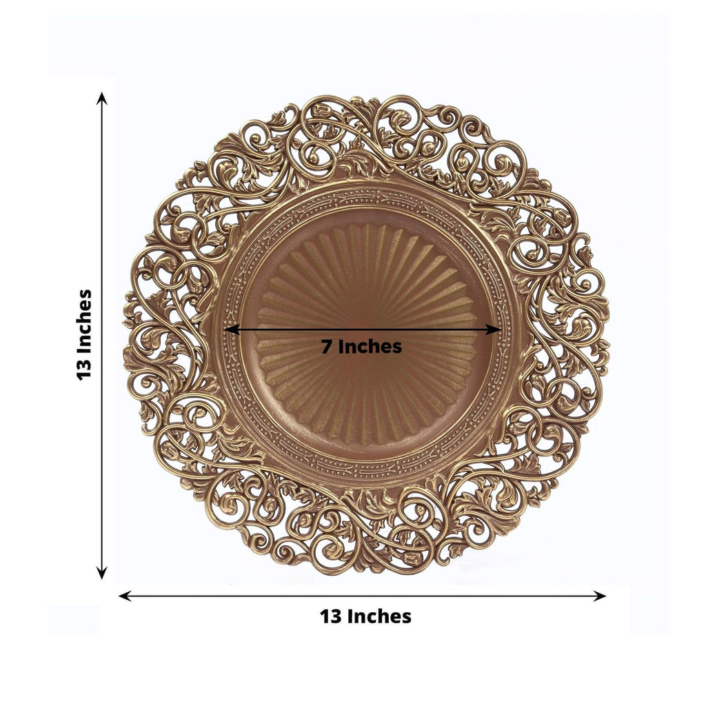 12 Pack 13" Brown Gold Acrylic Charger Plates - Elegant Round Reusable Dinner Chargers for Wedding Reception Banquet