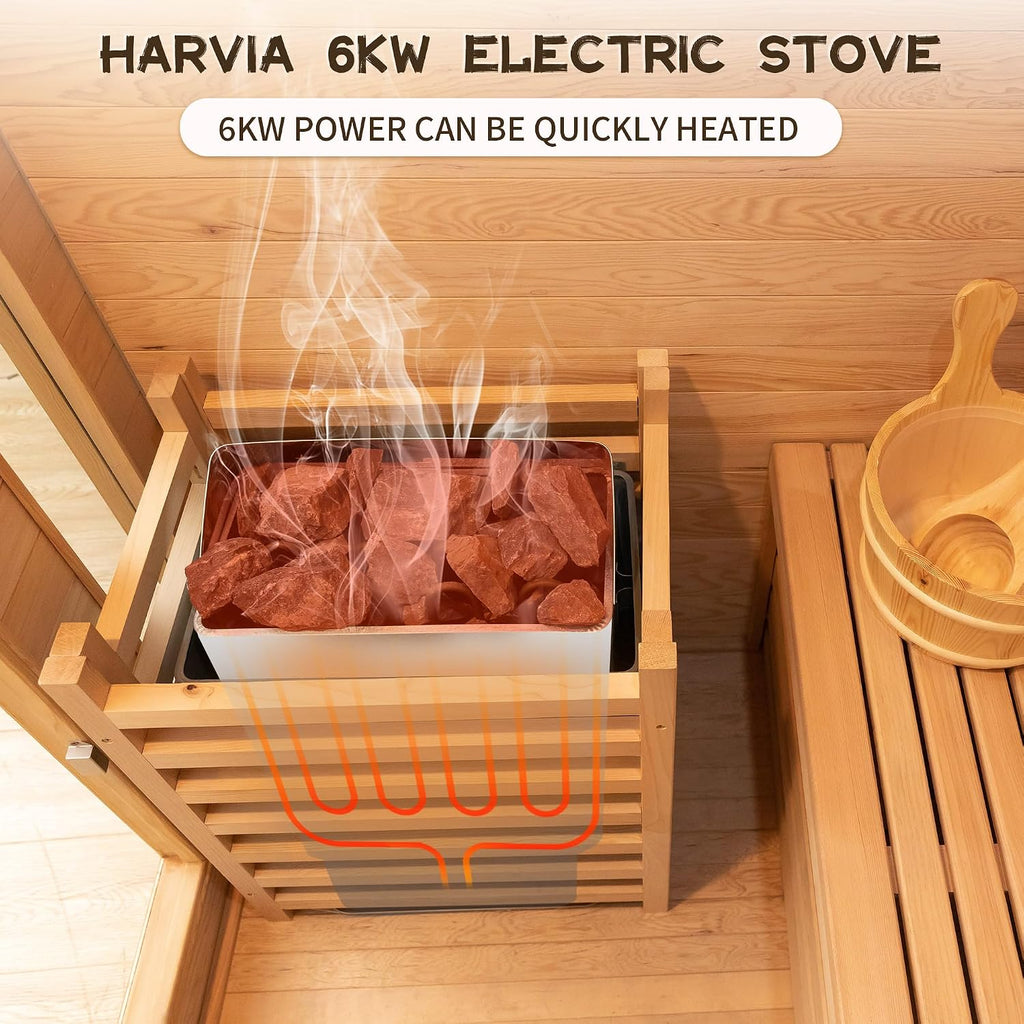1-2 Person Outdoor Sauna Room,Cedar 220V 6KW Electric Stove Steam Sauna Kit