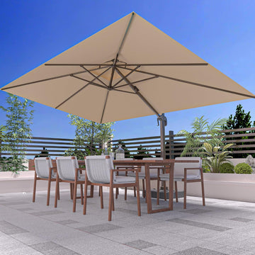 10' X 13' Outdoor Patio Umbrella Large Rectangle Cantilever Umbrella Heavy Duty 360°Rotation Offset Umbrella Pool