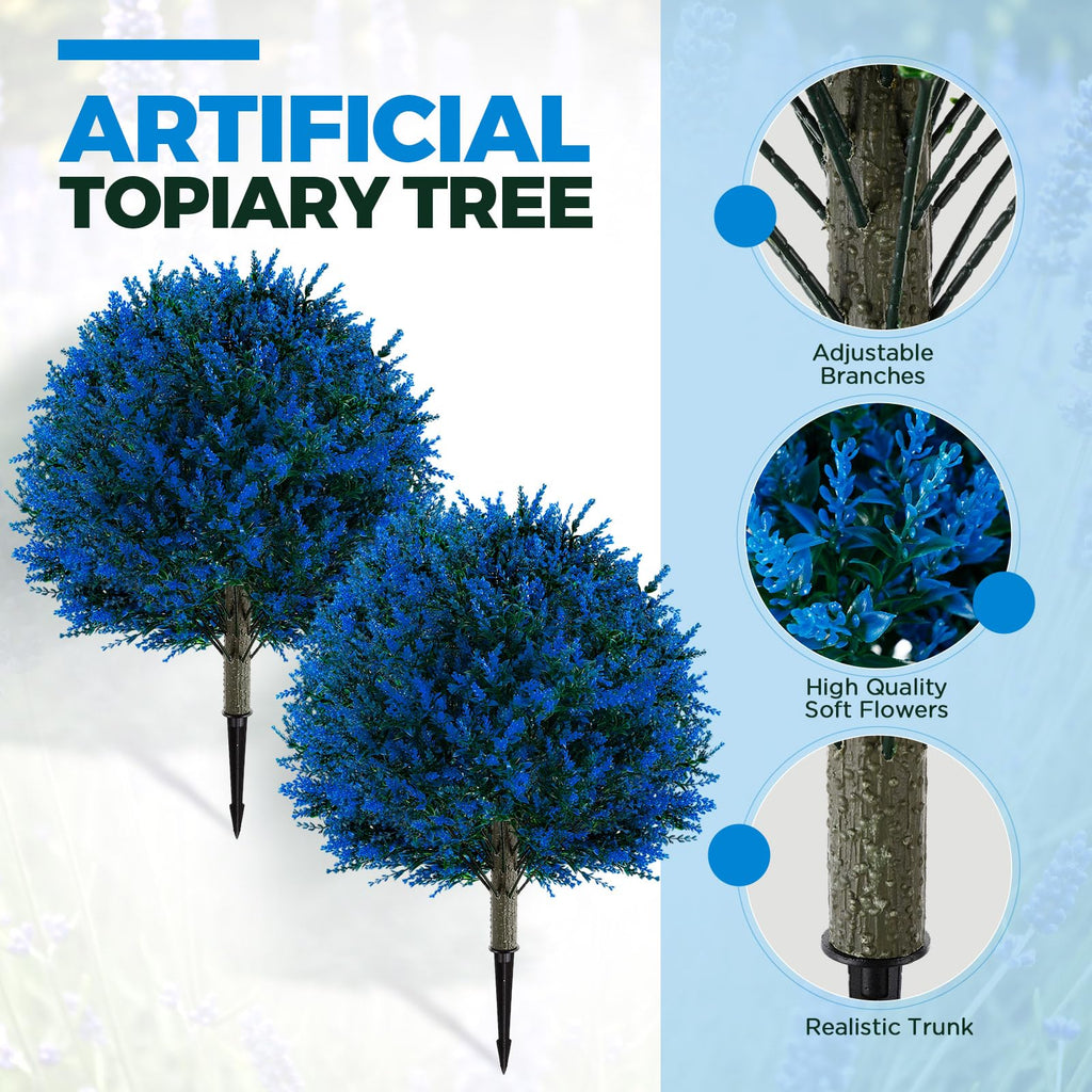 Fall Artificial Topiary Trees Outdoor, Blue