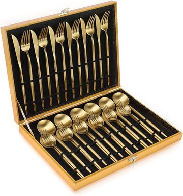 Matte Gold Silverware Set, 30-Piece Food Grade Stainless Steel Gold Flatware Set, Kitchen Utensil Set Service for 6