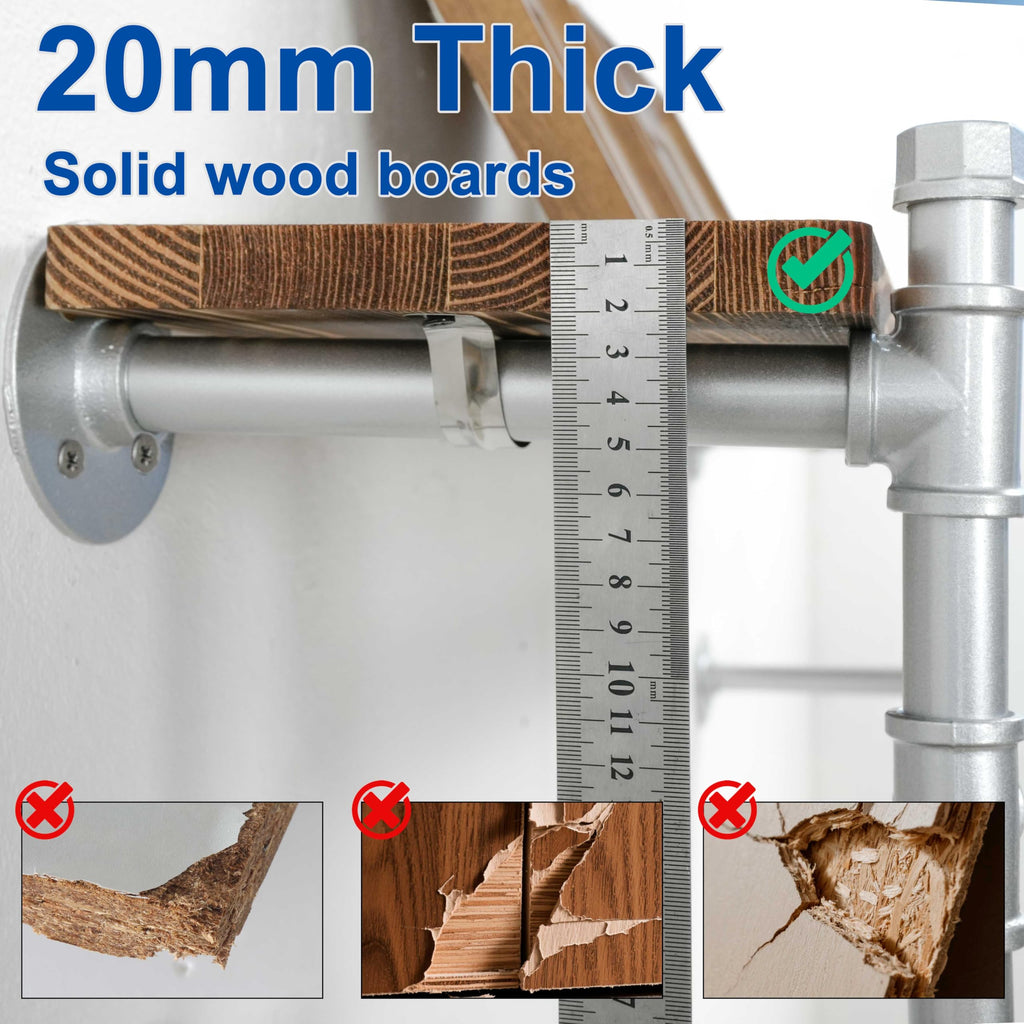 Wall Mounted Clothes Rack with Shelf, 36" Industrial Pipe Clothing Rack with Shelf with Hanging Rod, Heavy Duty Iron