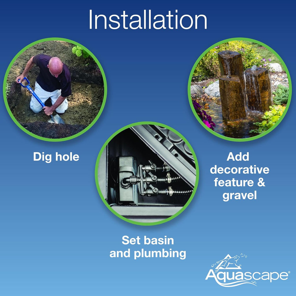 AquaBasin 30 Fountain and Water Feature Basin for Landscape and Garden 78223, Black, 27 Gallon