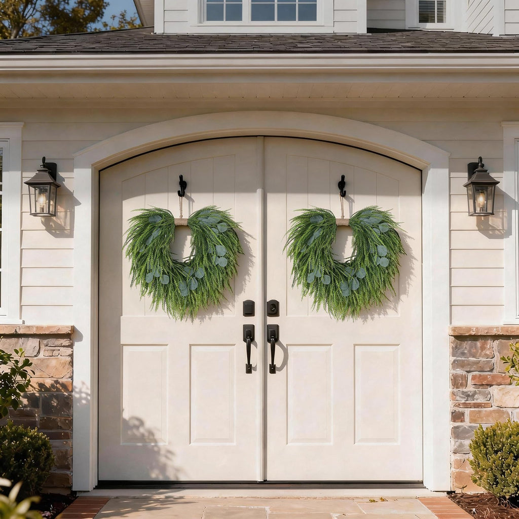Artificial Eucalyptus & Saw Grass Wreath for Front Door Decor