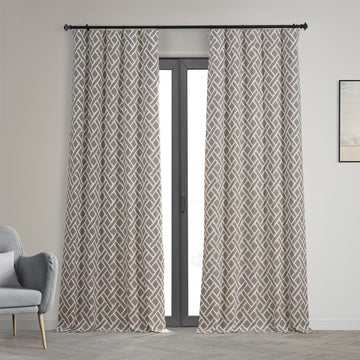 Modern Geometric Printed Curtains 120 Inches Long Luxury Cotton Curtains (1 Panel) Room Darkening Curtains, 50W x