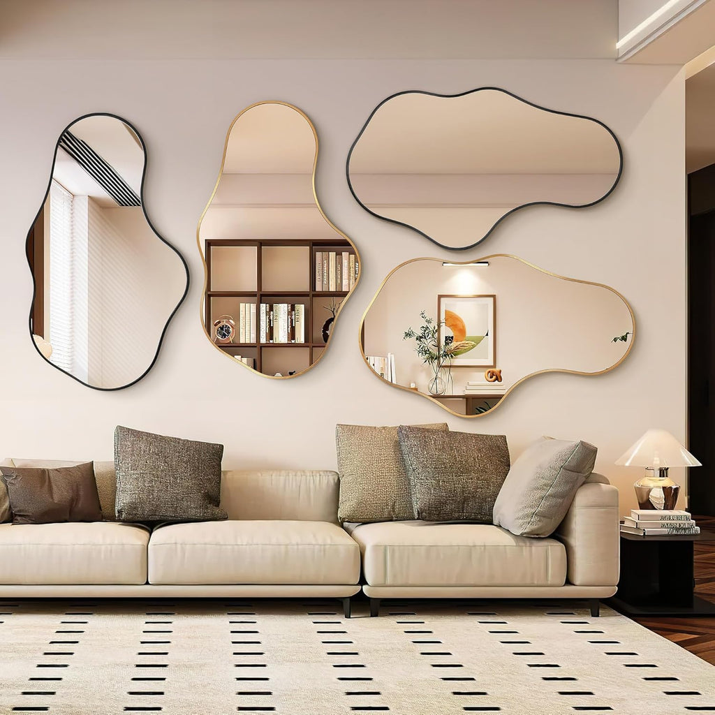 Irregular Wall Mirror - Wall Mirrors Decorative 22"x 36" Asymmetrical Abstract Mirror Aviation Aluminum Alloy Frame