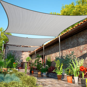 10' x 20' Grey Sun Shade Sail UPF50 Rectangle Canopy Fabric Cloth Screen smTAPR1020, Water and Air Permeable & UV