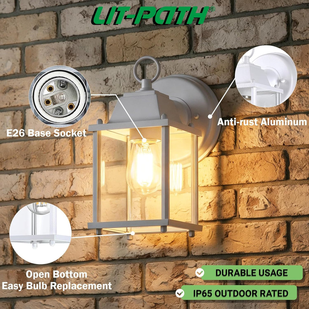 Outdoor Wall Lantern, Wall Sconce as Porch Lighting Fixture, E26 Base, Aluminum Housing Plus Glass