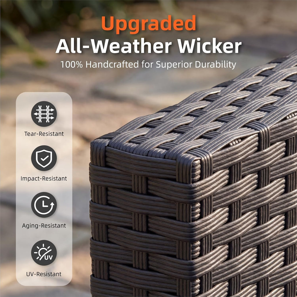 7-Piece Outdoor Patio Furniture Set, Grey | Rattan Outdoor Sectional with Thick Waterproof Cushions, Ottomans &
