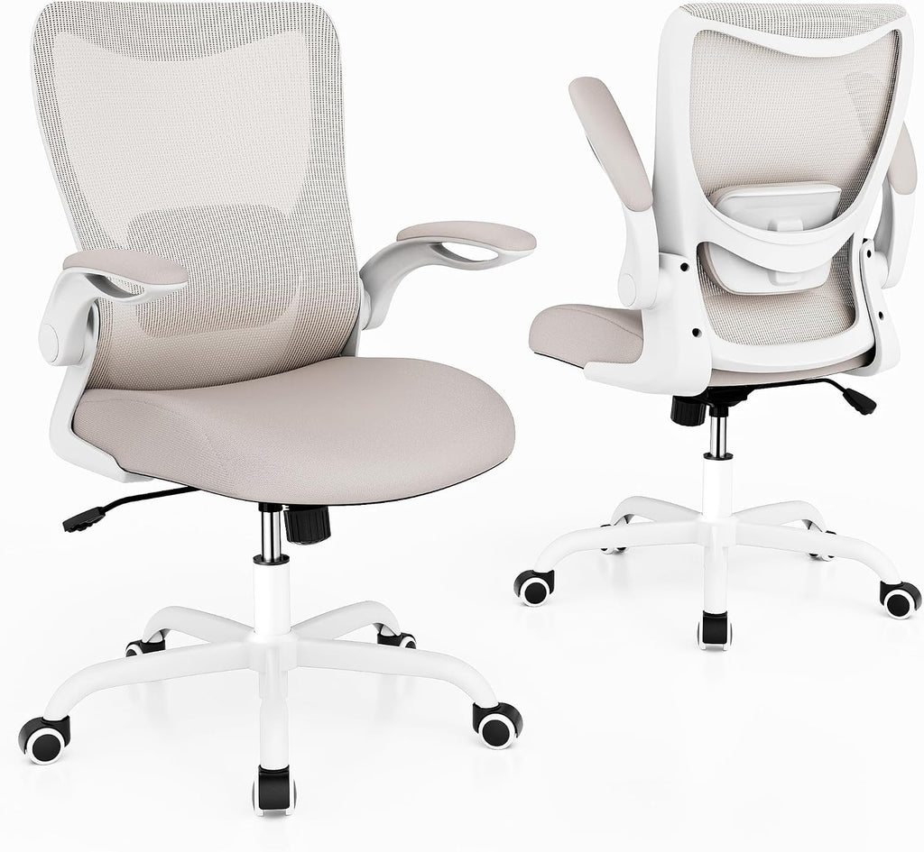 Ergonomic Desk Chair with Adjustable Lumbar Support and Flip up Armrest, Breathable Mesh Computer Chair for Home