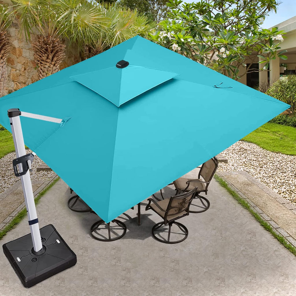 Patio Umbrella Cantilever Double Top Outdoor Offset Umbrella with 360° Rotation