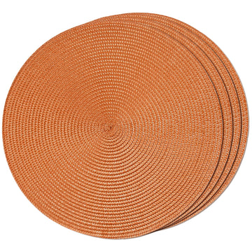 Round Braided Placemats Set of 4 Table Mats for Dining Tables Woven Washable Non-Slip Place mats 15 inch for Fall