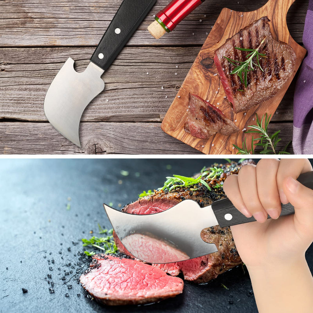 2 Pack Rocker Knives for Disabled Sharp Steak Knives One Handed Adaptive Equipment Gadget 8 x 3 Inch Easy Hold Curved