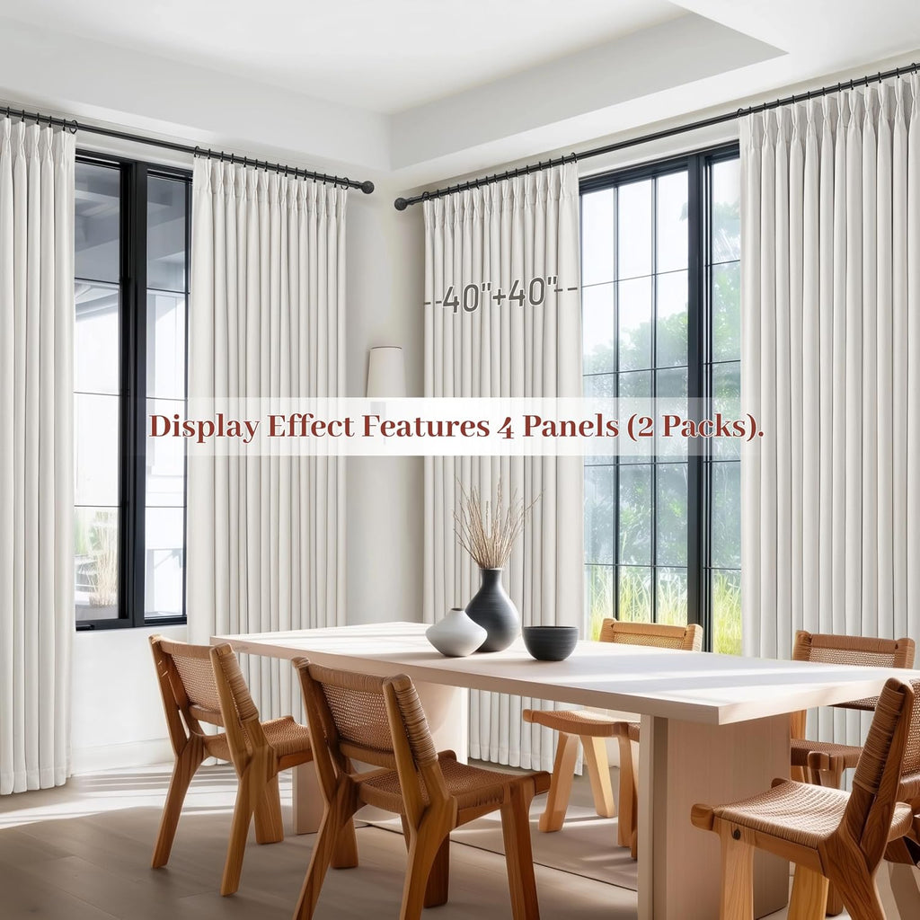 Pleat Viral Linen Blackout Curtains (Set of 2 Panels), Pinch Pleated Soundproof Privacy Farmhouse Window Drapes Decor