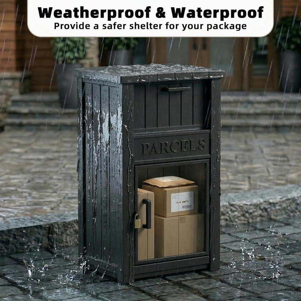 Package Delivery Boxes Theft Waterproof Delivery Boxes Boxes Package Box for Deliveries (Black)