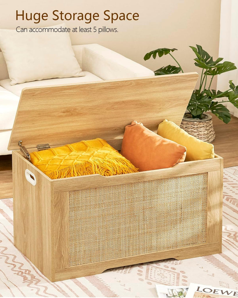 29.5" Storage Chest, Storage Bench with Storage, Toy Box with 2 Safety Hinges, Toy Chest , Shoe Bench, Supports 220