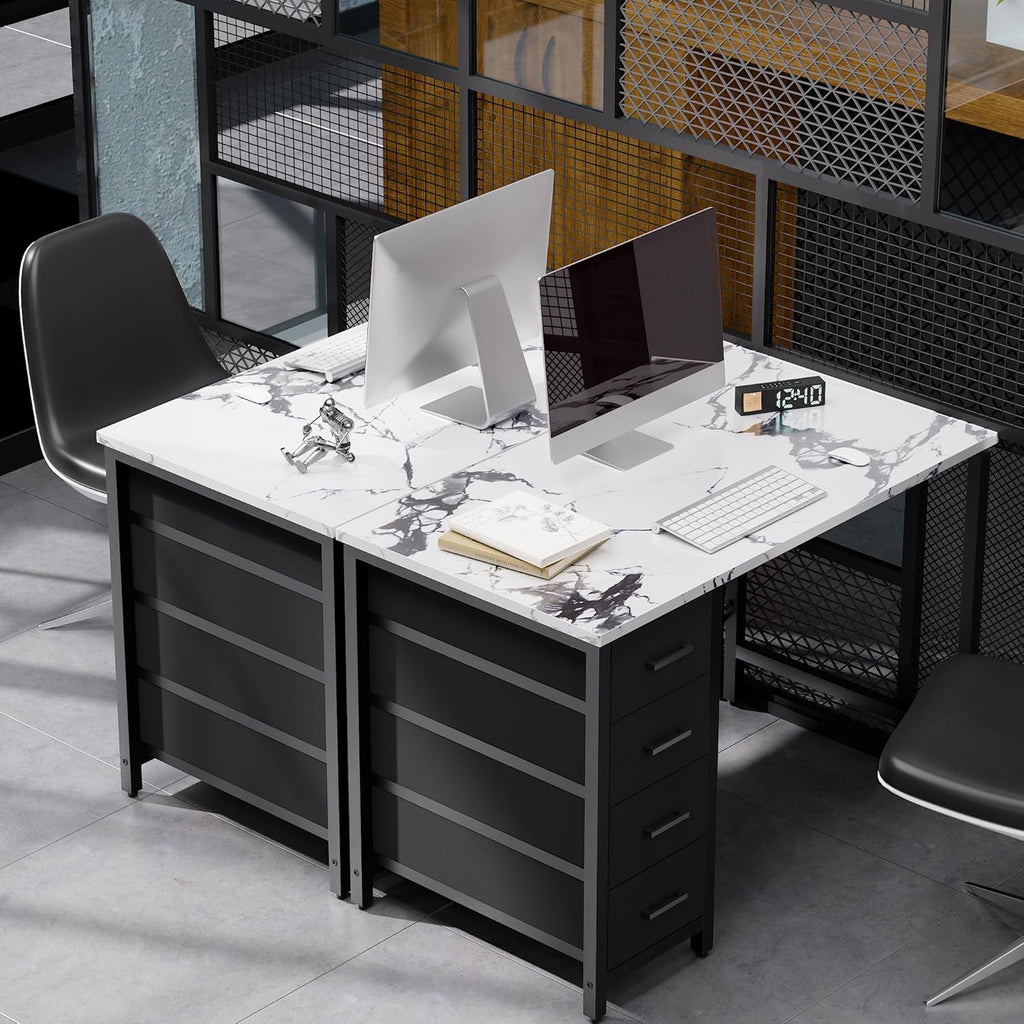 32 Inch Computer Desk with 4 Drawers Small Office Desk Bedroom Study Writing Simple Modern Computer Table Marble