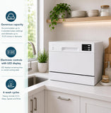 SD-2225DWA Countertop Dishwasher with Delay Start & LED - White