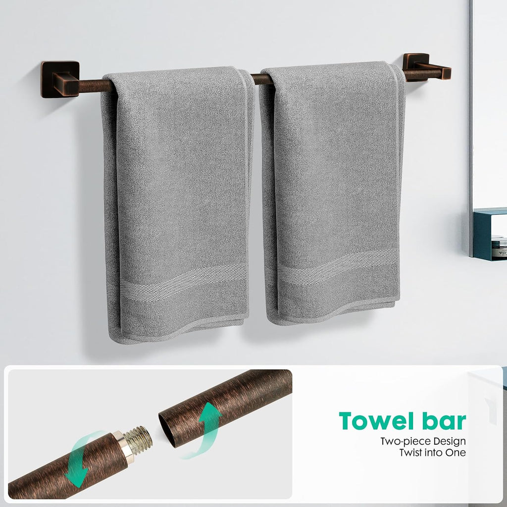 5 Piece Bathroom Hardware Accessories Set Oil Rubbed Bronze,24 Inch Towel Bar Set,Towel Rack Set,Bathroom Towel
