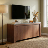Buffet Cabinet with Storage, 63" Sideboard Buffet Accent Cabinet with Faux Marble Top & 4 Doors