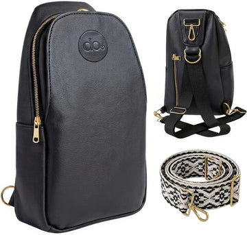 Handmade Mini Diaper Bag Backpack with 5 Pockets | 2 in 1 Convertible Crossbody Sling Bag for Moms | Vegan Leather &