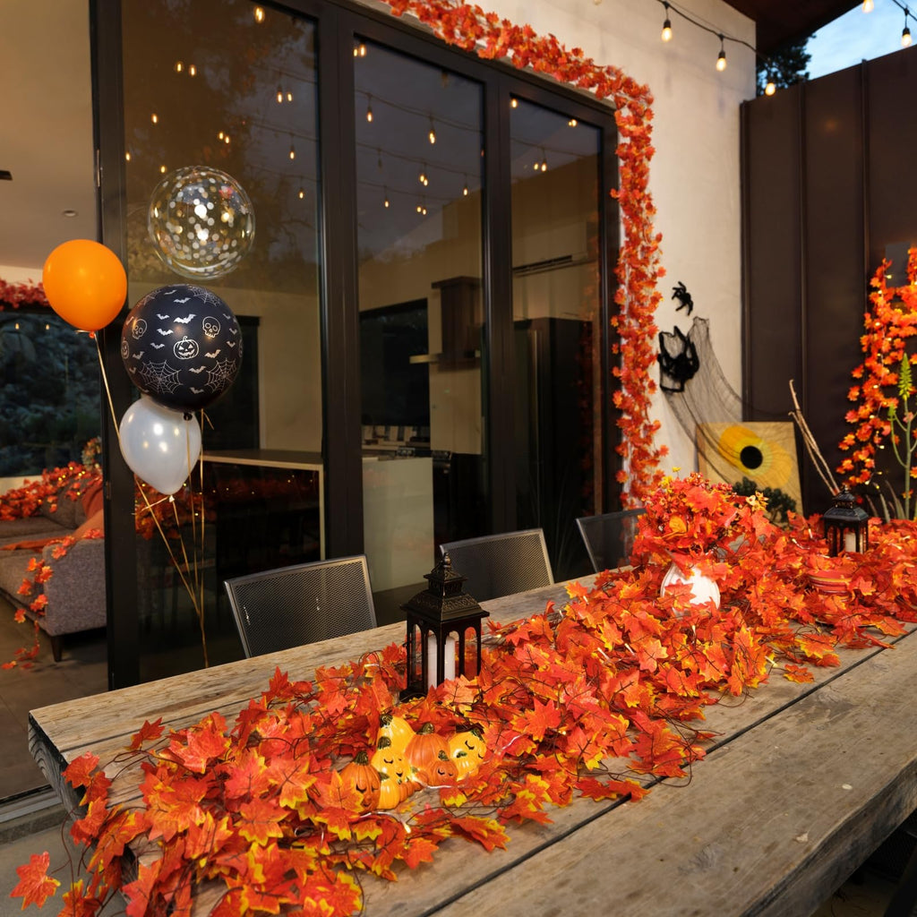 24 Pack Fall Leaf Garland, Total 168Ft Artificial Fall Maple Leaves Autumn Vines Garland Thanksgiving Decor Fireplace