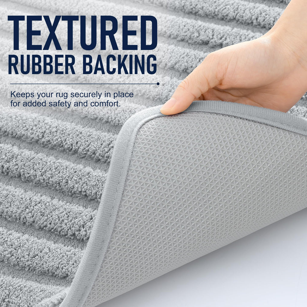 Bathroom Runner Rug 47x17, Soft Absorbent Striped Plush Bath Mat