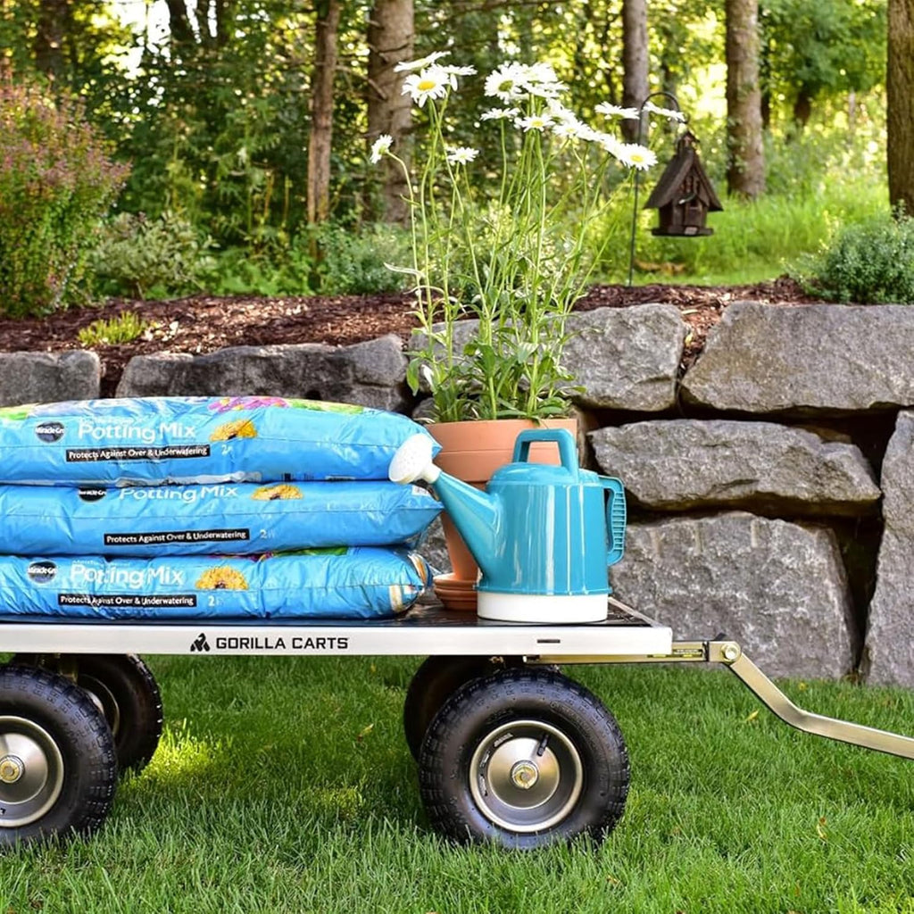 Steel Utility Garden Cart, 1000 lb. Capacity, Gray | 1,000-lb Capacity Steel Utility Garden Cart for Contractors and