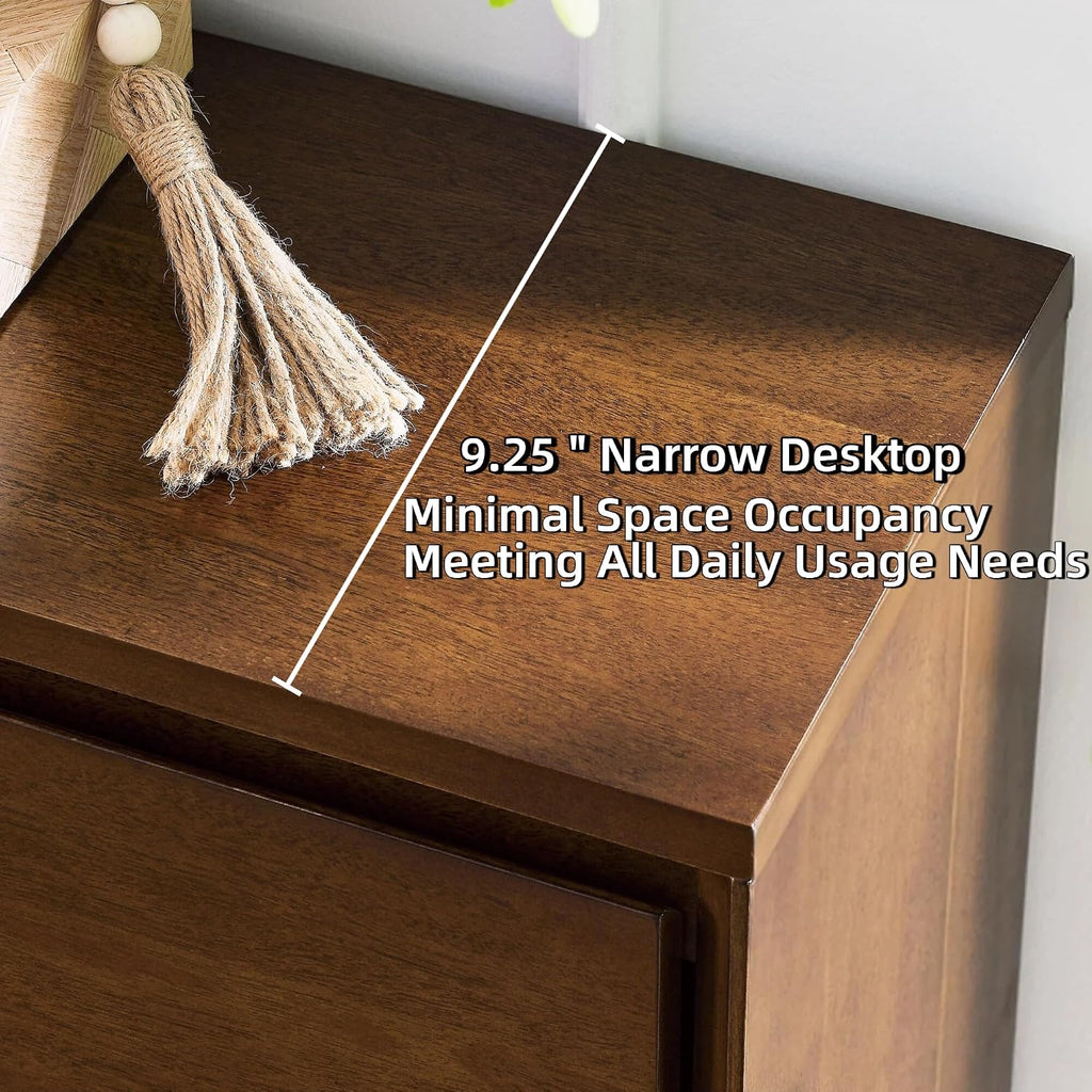 Real Wood Veneer Narrow Sideboard Buffet Modular Storage Cabinet | Real Walnut Veneer,Mid Century Modern Modular Thin