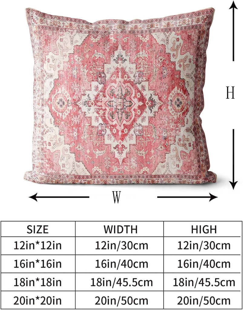 Pink Boho Throw Pillow Covers Set of 2 Boho Rug Carpet Double Sided Pattern Cotton Soft Pillow Case Cushion Cover
