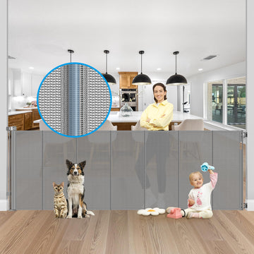 Reinforced 42" Extra Tall X 120" Extra Wide Retractable Dog Gate for Doorways Wide Pet Gate Indoor Prevent Kid/Pet