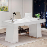55 Inches Executive Desk, Mid-Century Modern Home Office Desk