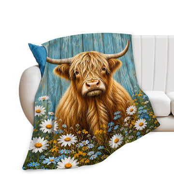 Highland Cow Blanket, Cow Gifts Farmhouse Throw Blanket 60"X80"