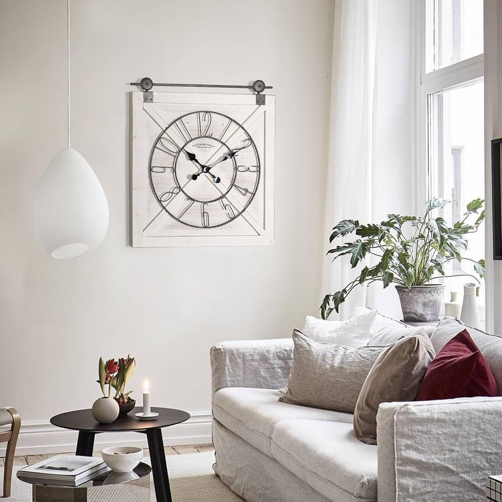 Rustic Large Wall Clock, Classic Vintage Hanging Clock