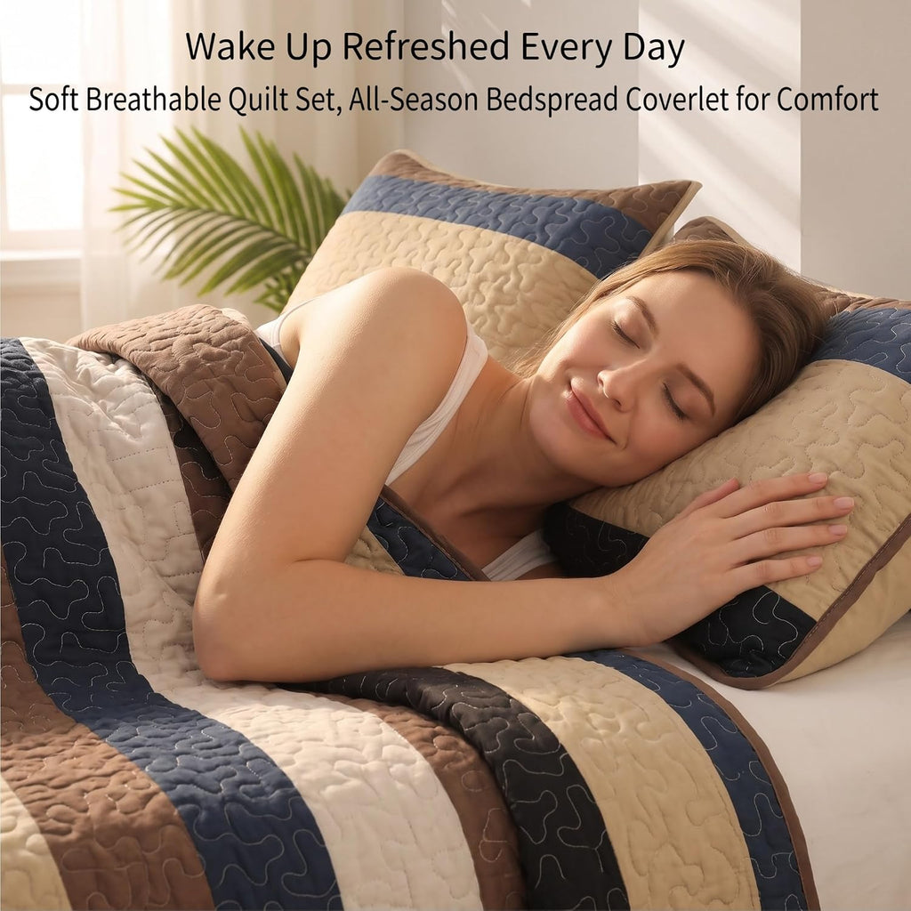 Reversible Camel Print Quilt Twin with 1 Pillow Sham