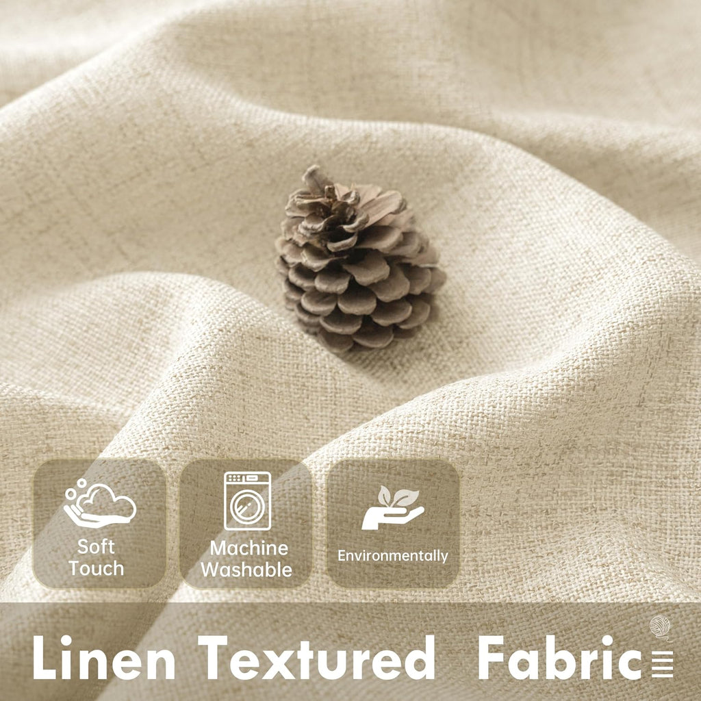 Linen Textured Curtain Valances for Windows Light Filtering 3 Inch Rod Pocket Farmhouse Country Rustic Kitchen