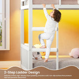 Bunk Bed Twin Over Twin with 3 Storage Drawers and Shelves, House Shaped Bunk Bed with Stairs and Guardrail