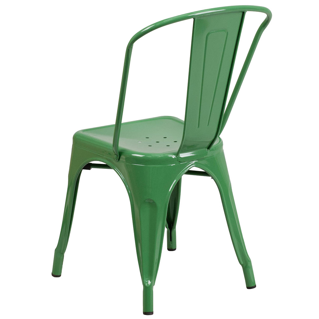 Green Metal Indoor/Outdoor Stackable Chair, 4-Pack