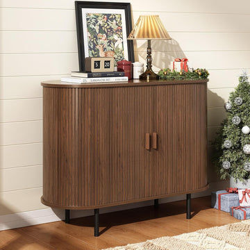 40" Sideboard Buffet Cabinet with Storage, Storage Cabinet with Sliding Door & Adjustable Shelf, Modern Accent Coffee