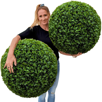 23" XL Faux Topiary Balls, Succulent Topiary Balls, 2 Pack