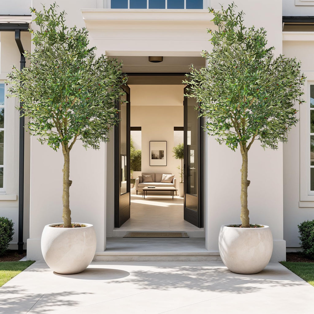 Olive Tree Indoor 10FT, Tall Faux Olive Tree with White Planter