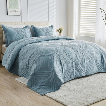 Oversized King Bedspreads 128x120 for Tall King or Cal King Bed Ultrasonic Quilted Coverlet Set 3 Piece Include 1