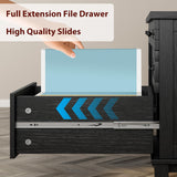 Farmhouse Executive Desk with Drawers, 53.54 in Home Office Desk with Charging Station