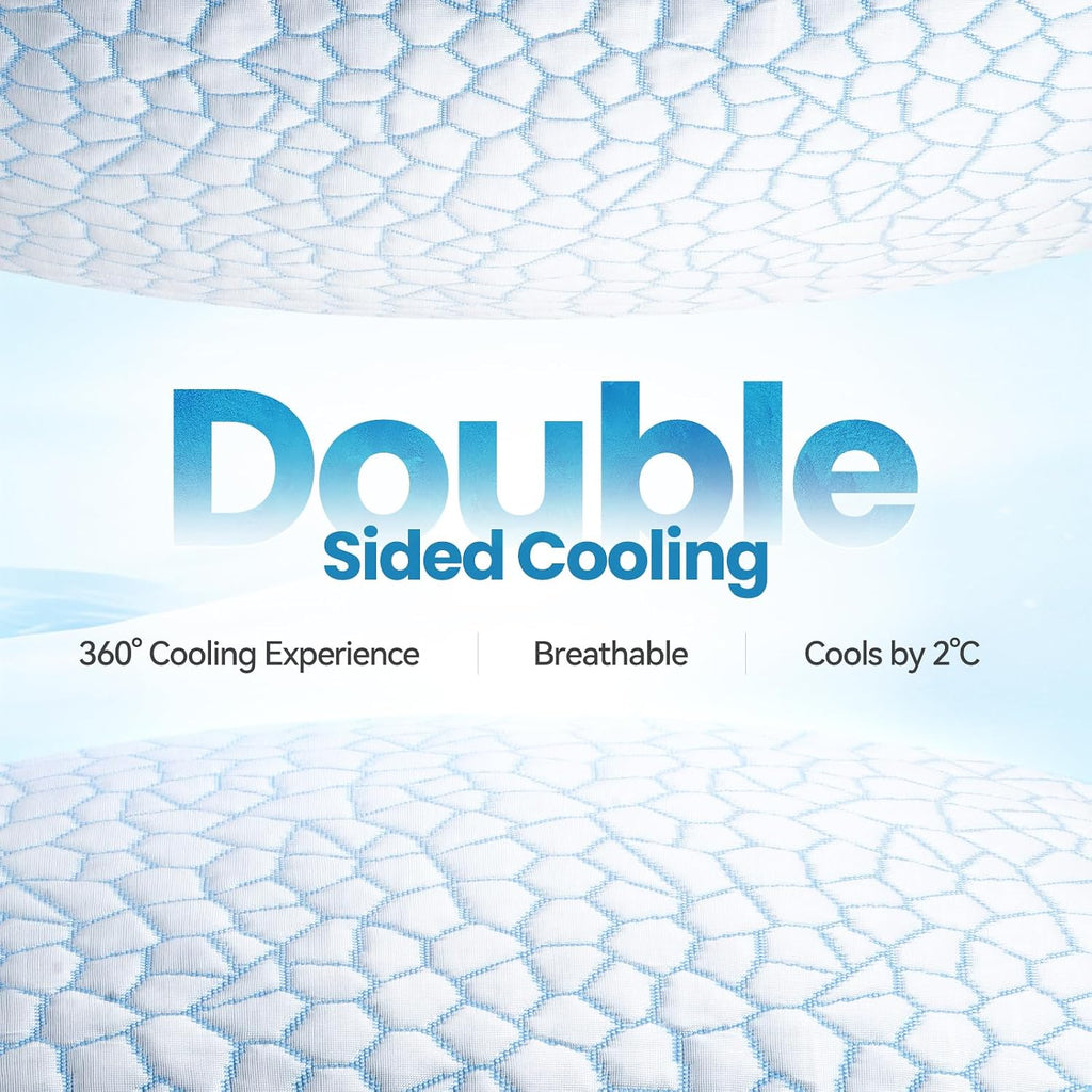 Double Sided Cooling Pillow for Hot Sleepers, Shredded Memory Foam Pillows King Set of 2, Adjustable Soft & Firm Gel