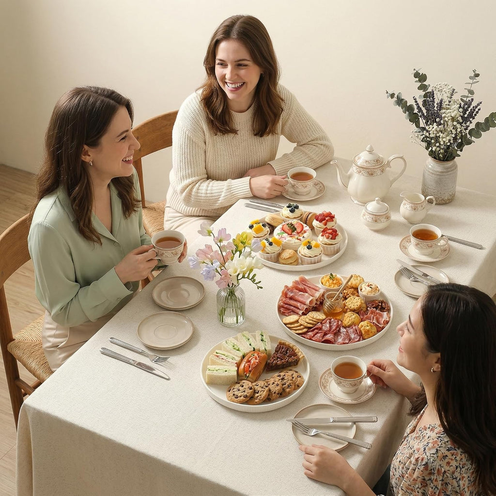 Round Serving Platters 3-Pack (12.8"/10.8"/8.8") - White Porcelain Serving Trays for Veggie, Fruit, Cheese, Snack