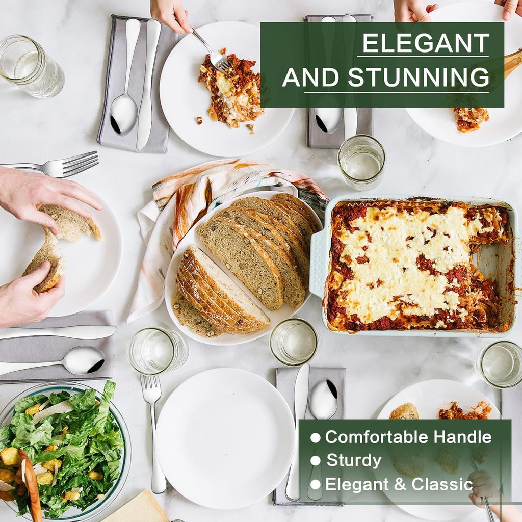 80 Pieces Silverware Set with Serving Utensils Set, Stainless Steel Flatware Set for 12 with Steak Knives