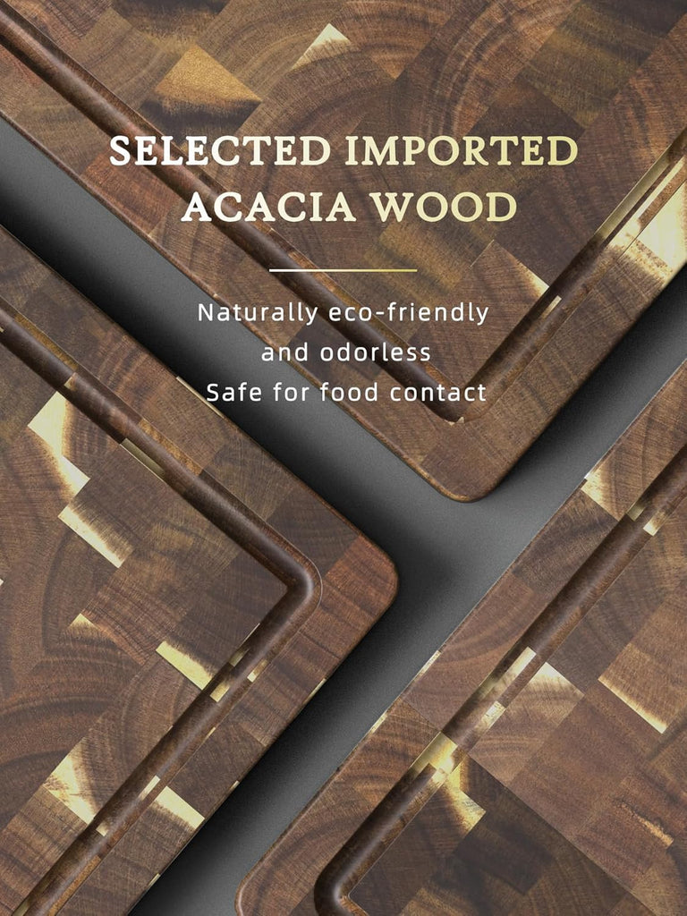 3 Packs Cutting Board Set, Extra Large Acacia Wood Cutting Boards | Durable Chopping Board Meal Prep, Charcuterie